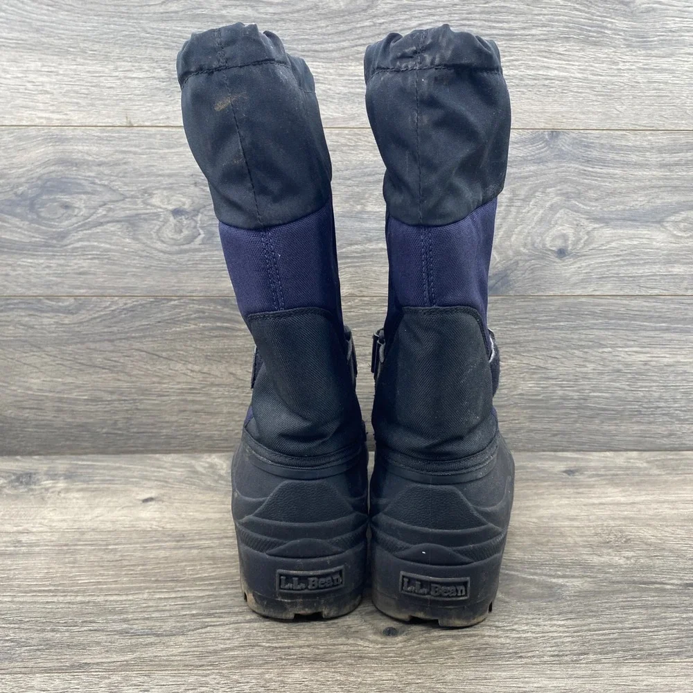 L.L.Bean Wildcat Snow Boots Kids 7 Black Navy Blue Insulated Waterproof 238064